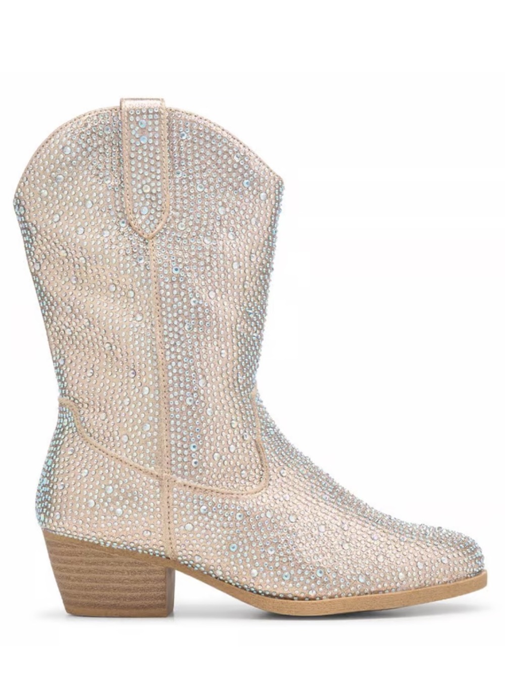 Jellypop Champagne Rhinestone Western Ankle Bootie